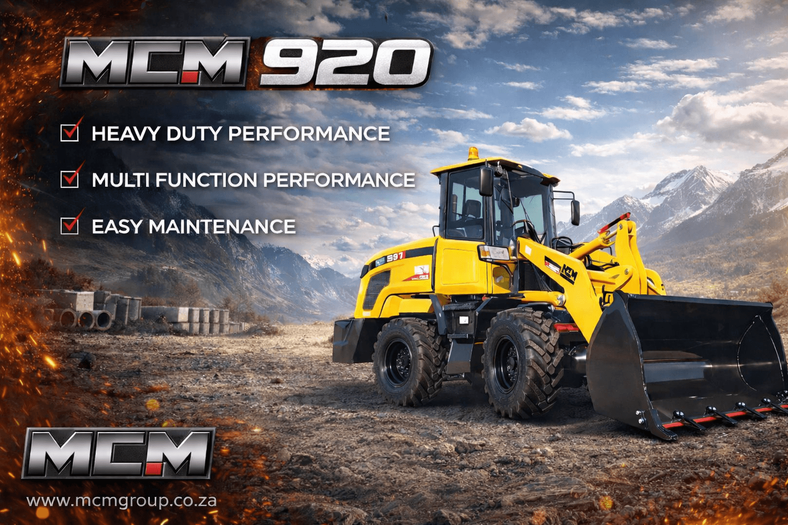 Small wheel loader working on a South African farm loading soil into a trailer — Wheel Loaders